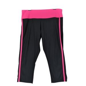 Steve Madden Women's M Black & Neon Pink Short Knee-Length Leggings, Athletic